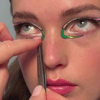 Rainbow stick on eye liners video application