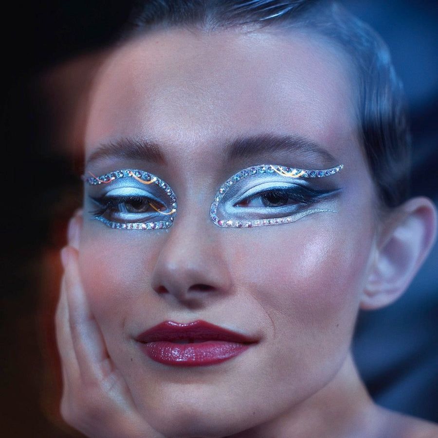 silver crystal gemstone stick on eye makeup liners